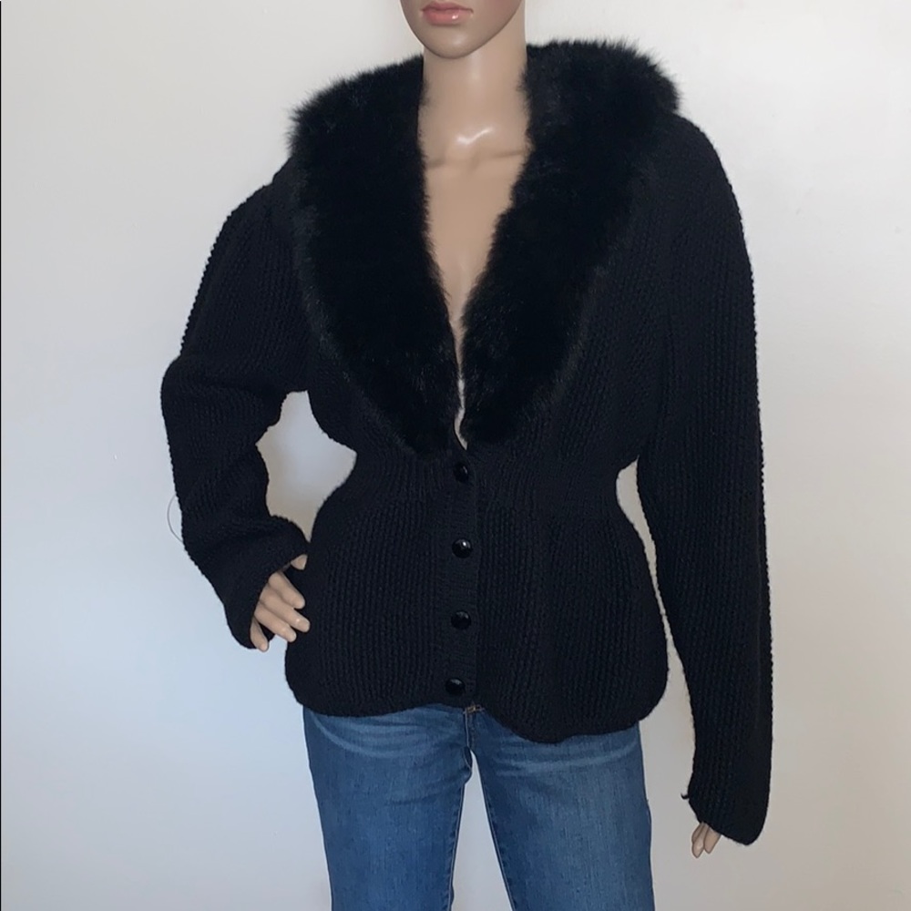 😍Vintage Wool Jacket/ Vest Real Fox Fur Collar😍